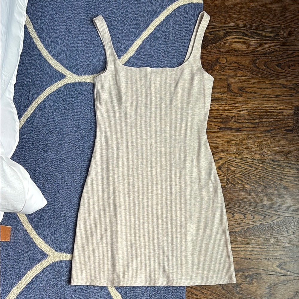 Reformation Beige Ribbed Mini Dress